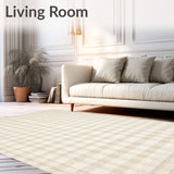 Chic Checkerboard Area Boho Inspired Beige Eclectic Geometric(Beige)
