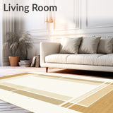 Bordered Geometric Area Showcasing Subtle Striated Lines and Beige Hues(Beige)