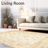 Desert Bloom Beige Toned Floral Abstract Area(Beige)