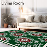 Nordic Snowflake Tapestry with Intricate Winter Motif and Festive Flourish(Green)