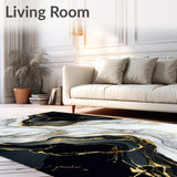 Marble Gold Swirls Accent Abstract Art(White)