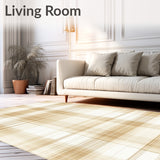 Boho Plaid Inspired Runner with an Artistic Intersecting Lines Design(Beige)