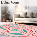 Whimsical Floral Cascade with Flowing Petal Trails and Stylized Leaf (Pink)