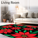Poinsettia Blossom Floral Motif Entrance Seasonal Greeting(Red)