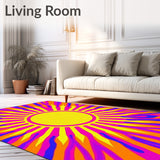 Abstract Sunburst Design Featuring Expansive Radiating Lines and Leaf Shapes(Yellow)