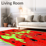 Watermelon Splash Rug Refreshing Fruit Circle Accent Carpet(Red)