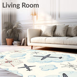 Aviation Journey Sky Map Featuring Cloud Navigation Flight Routes(Light Blue)