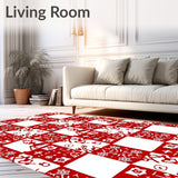 Festive Checkered Patchwork with Reindeer Details(Red)