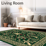 Scandinavian Folk Tree Motif with Twinkling Accents and Swirling Vines(Green)