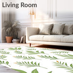 Botanical Leaf Print Fluffy Machine Clean Safety Base (White) - ODIKA