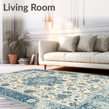 Beige Blue Area Vintage Farmhouse(Beige)