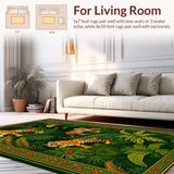 Ultra Soft Area Rug, Non Slip, Stain Resistant, Washable Area Rugs for Living Room, Bedroom, Vintage Botanical Green Living Room Washable Rug(Green)