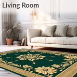 Floral Mosaic Arrangement with Petal Motifs and Subtle Ornate Borders (Green) - ODIKA