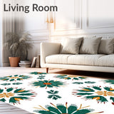 Winter Forest Medallion with Stylized Pine Branches and Starburst Highlights(Green)