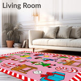 Whimsical Workshop Toy Factory with Cane Stripe Borders(Pink)