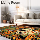 Bewitching Garden Gnome Rug Halloween Entrance Carpet Festive Decor(Orange)