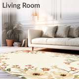 Area Cream Beige with Romantic Floral Design(Beige)