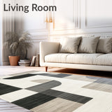 Artistic Kitchen Runner Modern Beige & Abstract Geometric Area(Gray)