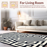 Loilo Inspired Maze Lines with Interlocking Curves and Modern Minimalist Motif(Black)