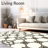 Distressed Faded Latticework with Ornate Floral Details (White)