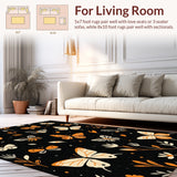 Ultra Soft Area Rug, Non Slip, Stain Resistant, Washable Area Rugs for Living Room, Bedroom, Boho Insect Print Low Pile(Black)