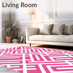 Chevron Zigzag Plush Shag with Textured Pile Design (Pink) - ODIKA