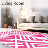 Chevron Zigzag Plush Shag with Textured Pile Design (Pink) - ODIKA