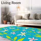 Floral Leaf Cascade with Dancing Dragonflies and Abstract Botanic (Blue)
