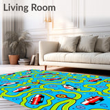 Playful Roadway Adventure Featuring Animated Rescue Vehicles and Trails (Blue)