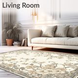 Elegant Floral in Smoke and Beige Non Shedding(Beige)