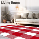 Yuletide Buffalo Check Doormat with Traditional Cabin Style Motifs(Red)