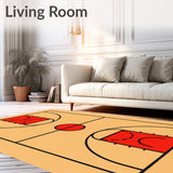 Basketball Court Wood Floor Red Key Black Lines(Beige)