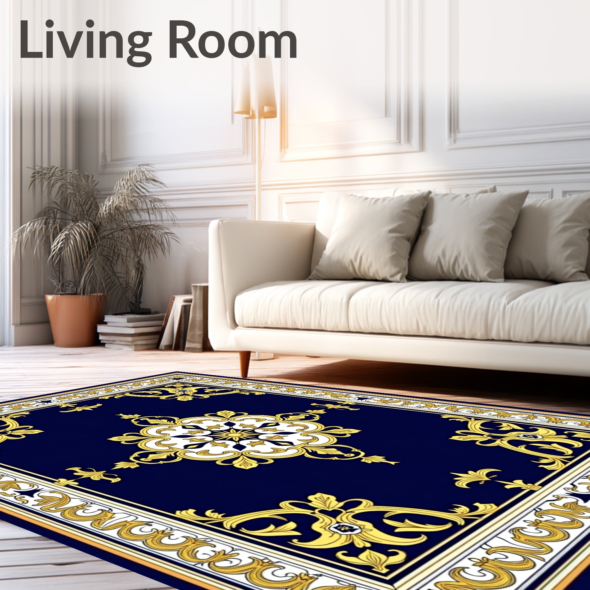 Medallion Arrangement Featuring Scrollwork Flourishes (Blue) - ODIKA