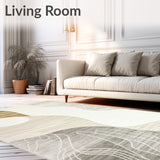 Abstract Swirls Chic Modern Low Pile Non Slip(Beige)