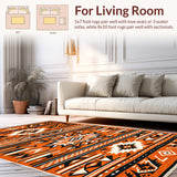 Ultra Soft Area Rug, Non Slip, Stain Resistant, Washable Area Rugs for Living Room, Bedroom, Boho Aztec Distressed(Orange)