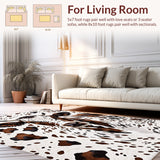 Ultra Soft Area Rug, Non Slip, Stain Resistant, Washable Area Rugs for Living Room, Bedroom, Faux Cow Print Western Living Room(White)