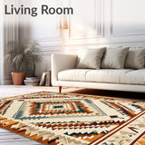 Earth Tone Aztec with Layered Medallion and Chevron(Beige)