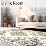 Elegant Floral Medallion in Smoke and Beige Non Shedding(Beige)