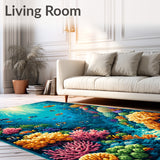 Illusion Ocean Area Rug Vibrant Coral Reef Carpet(Blue)