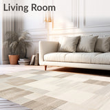 Geo Driftwood Textured Neutral Abstract Runner(Beige)