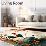 Rooster Delight Beige Artistic Poultry & Countryside Motifs(Beige)