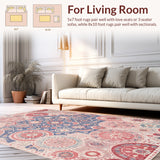 Ultra Soft Area Rug, Non Slip, Stain Resistant, Washable Area Rugs for Living Room, Bedroom, Vintage Honeycomb Distressed(Pink)