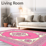 Traditional Paisley Teardrop Cascade with Ornamental Border Framework(Pink)