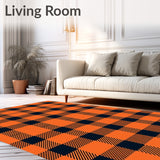 Gingham Grid Motif Fall Season Accent(Orange)