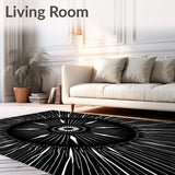 Obsidian Starburst Radial Motif Luxurious Pile (Black)