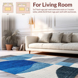 Ultra Soft Area Rug, Non Slip, Stain Resistant, Washable Area Rugs for Living Room, Bedroom, Modern Abstract Easy Care Living Room(Blue)
