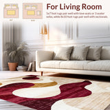 Artistic Swirl Area in Deep Burgundy and Warm Beige Tones(Beige)
