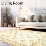 Refined Beige Area Featuring Intricate Floral and Geometric Motifs(Ivory)