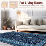Ultra Soft Area Rug, Non Slip, Stain Resistant, Washable Area Rugs for Living Room, Bedroom, Soft Traditional Navy Blue Prayer Rug(Blue)
