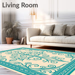 Elegant Vine Scroll Lattice Traditional Decorative Surface (Teal) - ODIKA